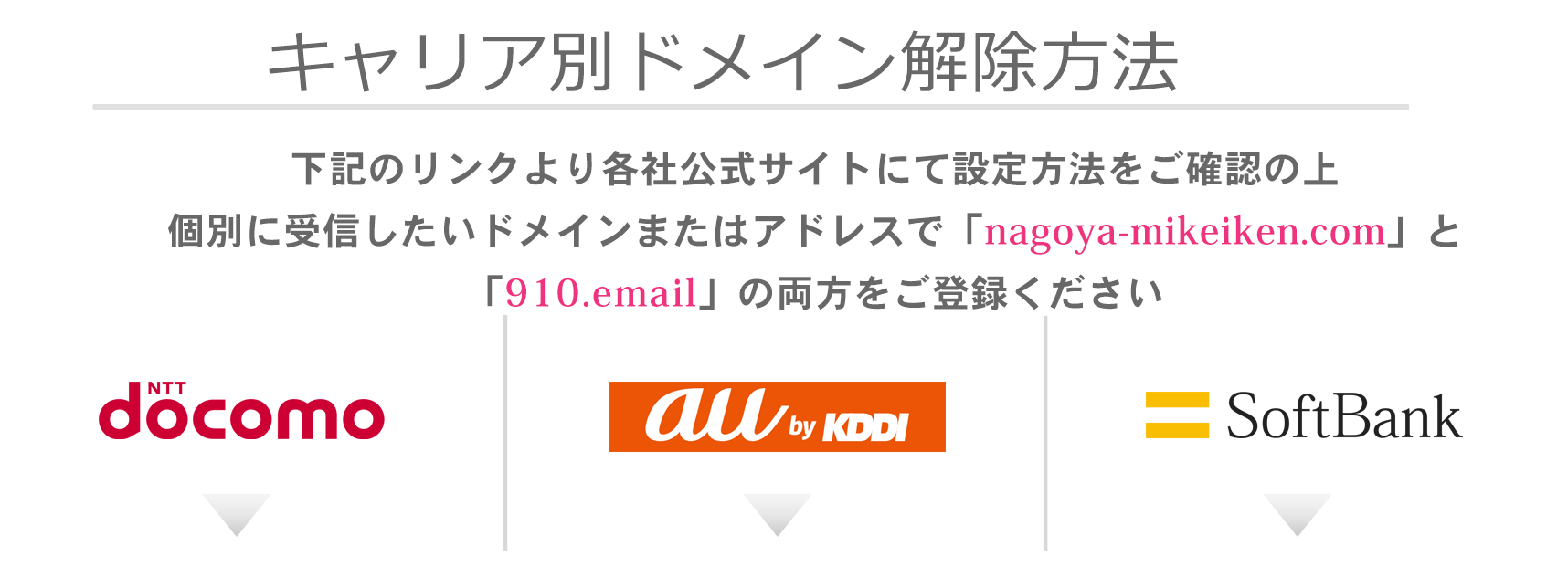 キャリア別ドメイン解除方法